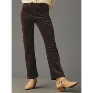 NEW ANTHROPOLOGIE PILCRO Yaya Mid-Rise Corduroy Crop Flare Jeans in Dark Mink